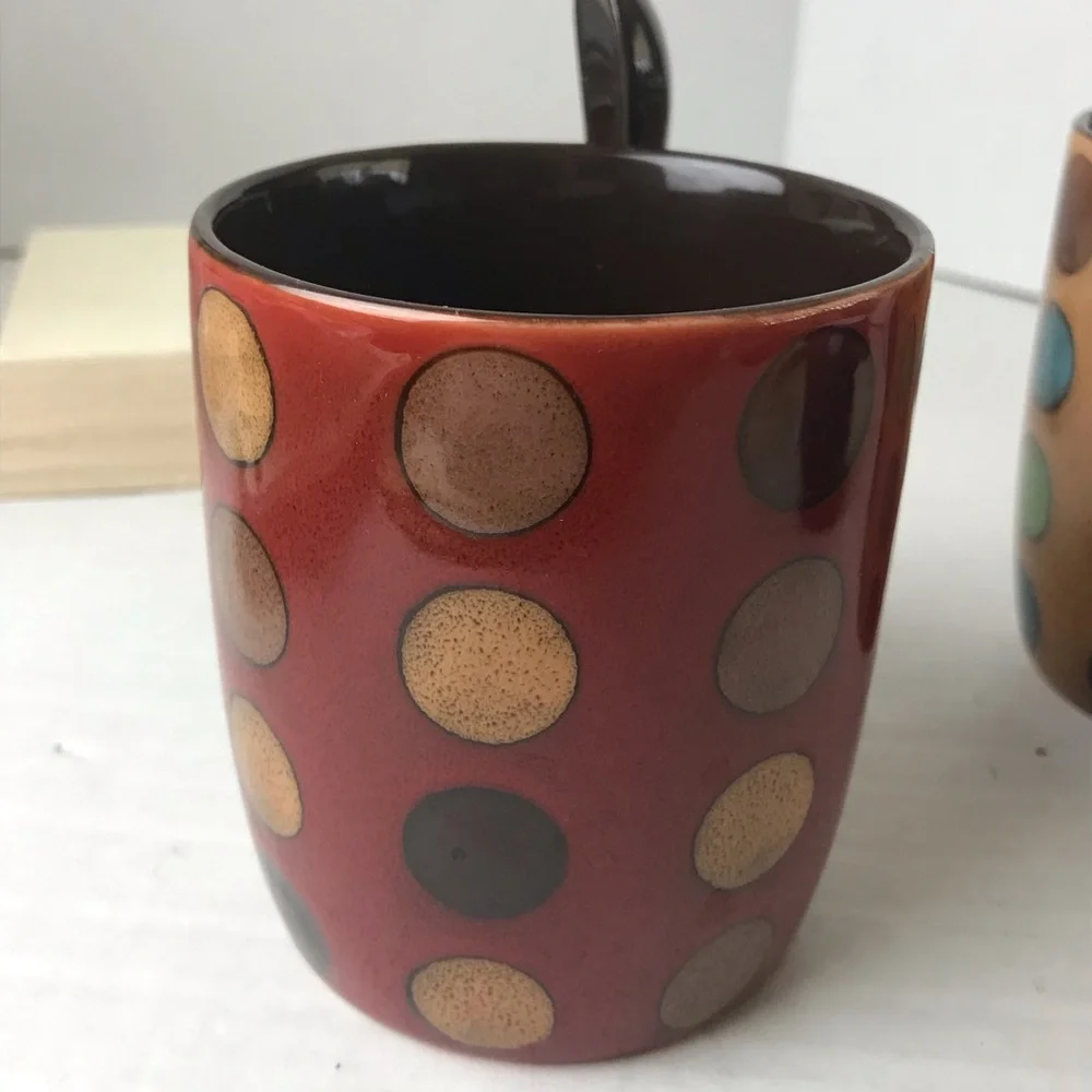 NWOT - A Polka Dot Coffee Tea Mug with Spoon in Handle - Pick One
